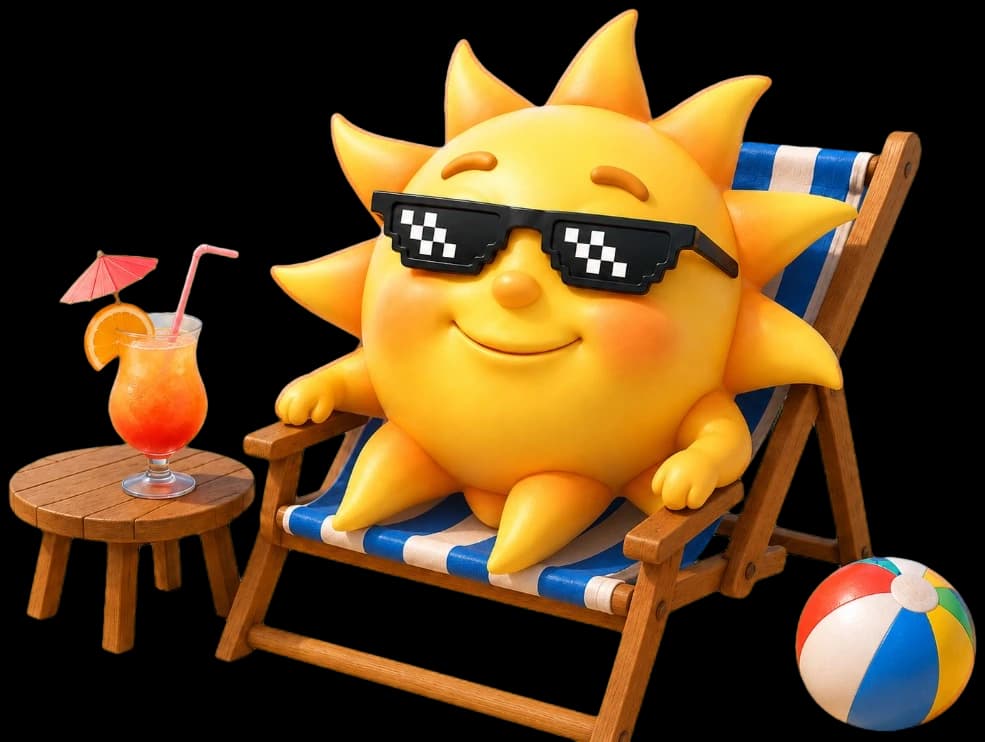 Sunny, Tickerday's mascot, giving a thumbs up