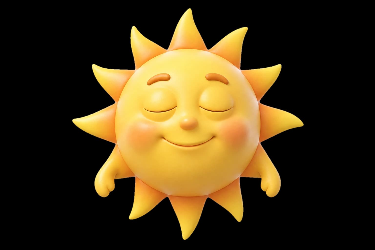 Sunny, Tickerday's mascot, in a clear blue sky