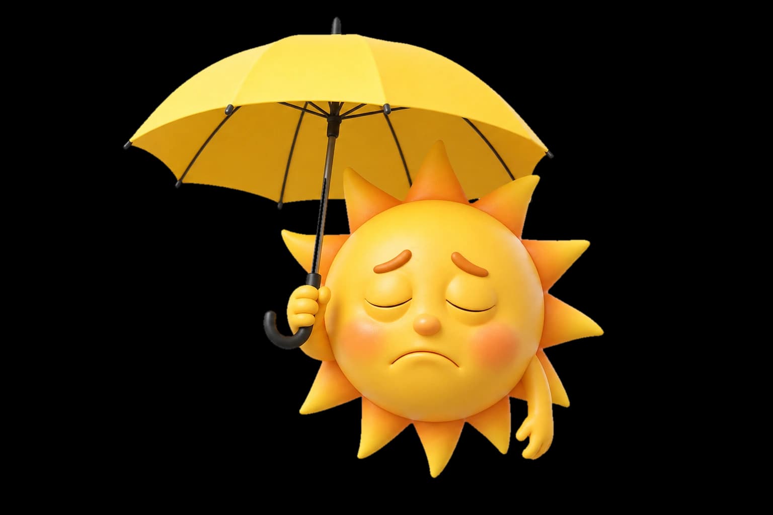 Sunny under an umbrella in the rain